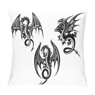 Personality  Dragons With Outstretched Wings Tattoo Design Pillow Covers