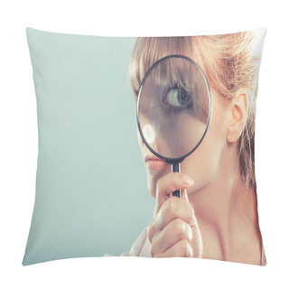 Personality  Woman  Holding On Eye Magnifying Glass Pillow Covers