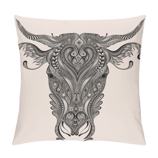 Personality  Cow Head Vector From Abstract Patterns Pillow Covers