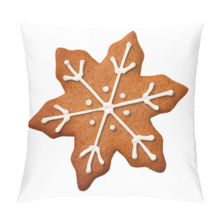 Personality  Christmas Gingerbread Snowflake Cookie Isolated On White Backgro Pillow Covers