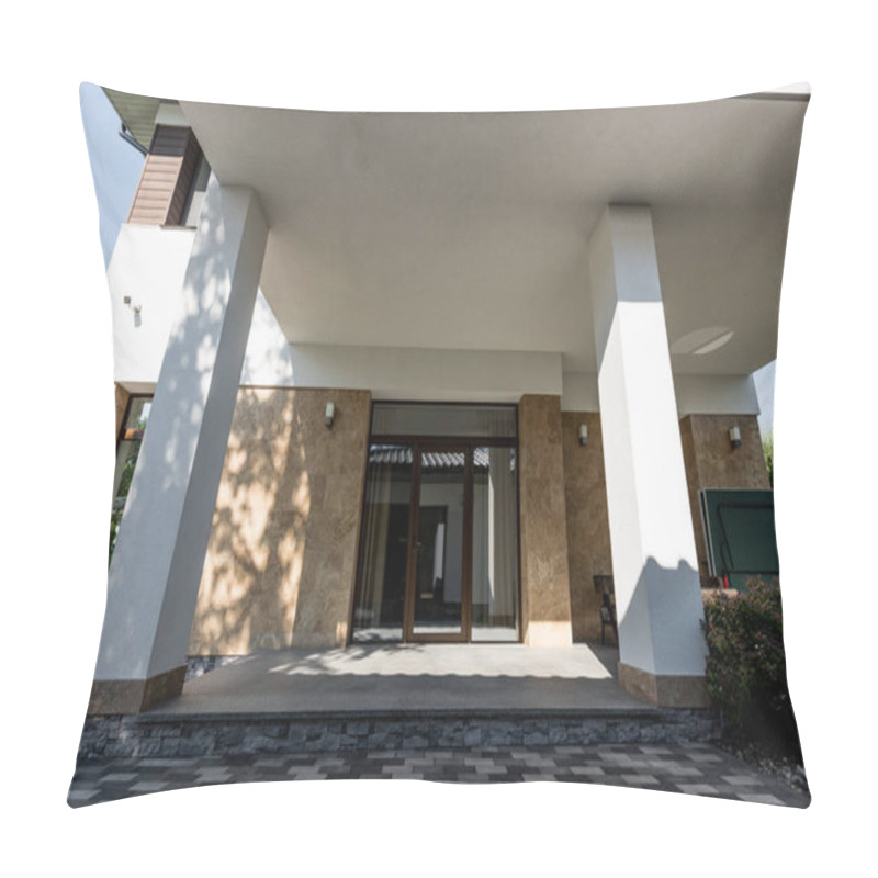 Personality  facade view of new modern house  pillow covers