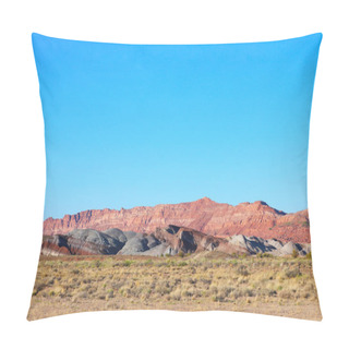 Personality  A Photo Capturing A Sprawling Mountain Range Set Against A Clear Blue Sky In The Background. The Rugged Peaks Of The Mountains Create A Striking Contrast Against The Serene Sky. Pillow Covers