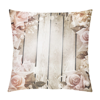 Personality Wedding Vintage Romantic Background With Roses Pillow Covers