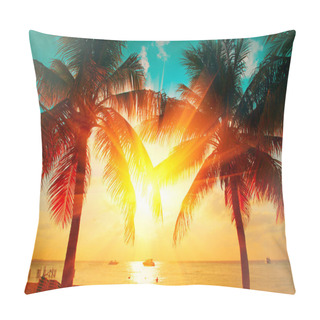 Personality  Sunset Beach With Tropical Palm Tree Over Beautiful Sky. Palms A Pillow Covers