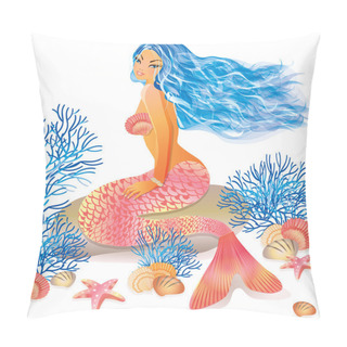 Personality  Beautiful Mermaid, Vector Illustration Pillow Covers