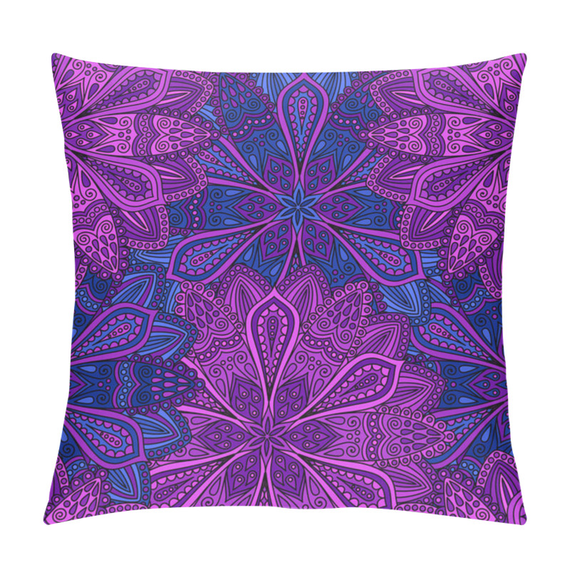 Personality  Intricate Blue and Purple Flower Pattern pillow covers