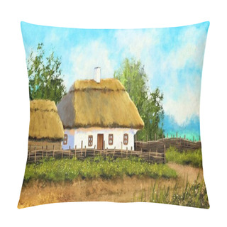 Personality  Oil Paintings Rural Landscape, Village In Ukraine, Old House In The Countryside. Fine Art. Pillow Covers