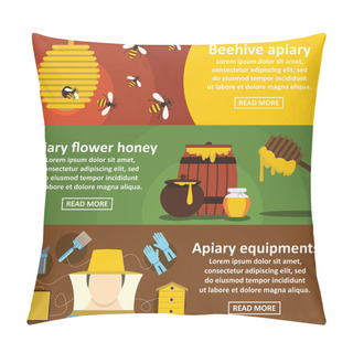 Personality  Apiary Honey Banner Horizontal Set, Flat Style Pillow Covers