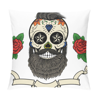 Personality  Bearded Skull Pillow Covers
