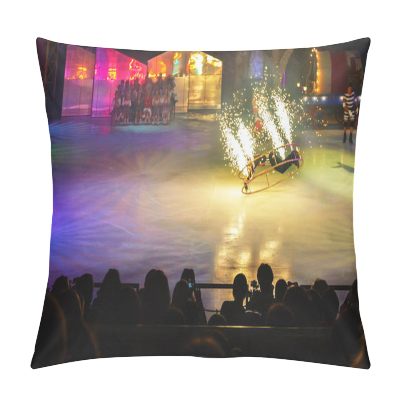 Personality  A Colorful Performance On The Ice Arena In The Ice Palace. Pillow Covers