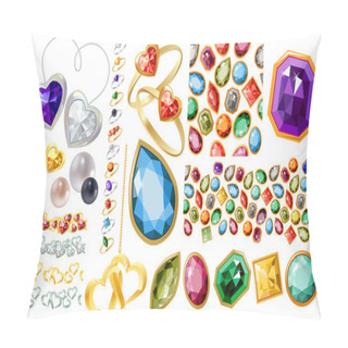 Personality  Big Jewellery Set With Gems And Rings Pillow Covers