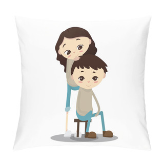 Personality  Romantic Couple Illustration - Thinking Of You Pillow Covers