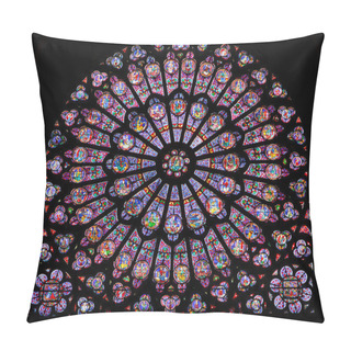 Personality  Stained Glass Window In Notre Dame Pillow Covers