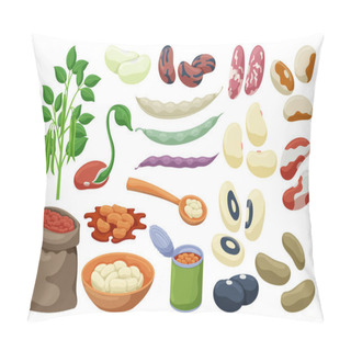 Personality  Bean Of Food Vector Illustration On White Background .Isolated Cartoon Set Icon Soybean.Vector Cartoon Set Icon Bean Of Food. Pillow Covers