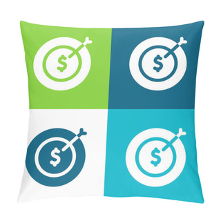 Personality  Aim Flat Four Color Minimal Icon Set Pillow Covers