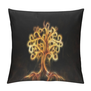 Personality  Tree Of Life Symbol On Structured Ornamental Background, Yggdrasil. Fractal Effect. Pillow Covers