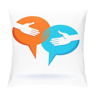 Personality  Dialog Bubble With Shaking Hands Pillow Covers