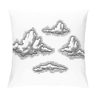 Personality  Retro Clouds Engraving (vector) Pillow Covers