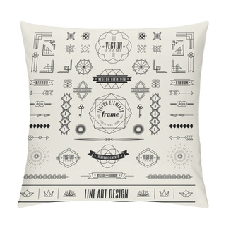 Personality  Set Of Linear Thin Line Art Deco Retro Vintage Design Elements W Pillow Covers