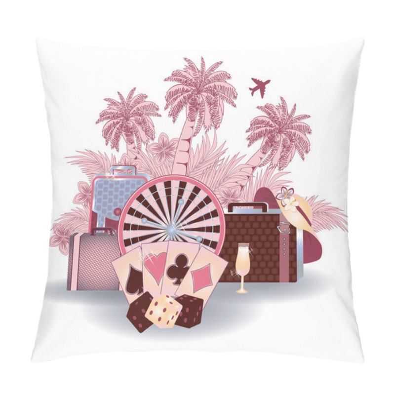 Personality  Summer travel casino background, vector illustration pillow covers