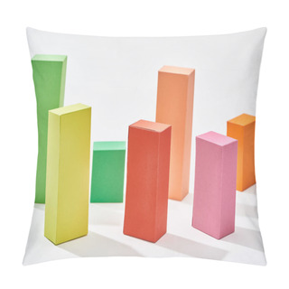 Personality  Colorful Blocks Of Statistic Chart With Shadow On White Background Pillow Covers