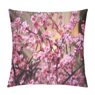 Personality  Pink Flowers, Branches Of Sakura, Spring Pillow Covers