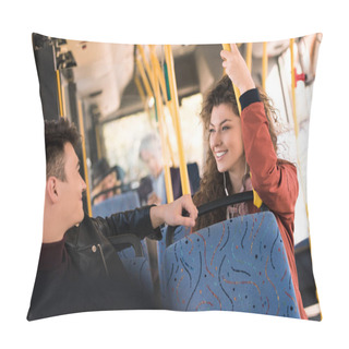 Personality  Smiling Couple In Bus  Pillow Covers