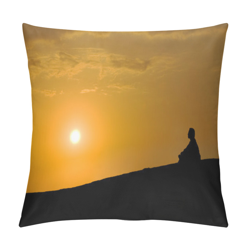 Personality  Meditation under sunset pillow covers