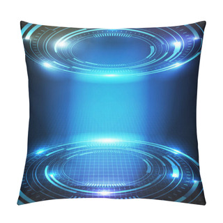 Personality  Abstract Futuristic Background Of Blue Glowing Technology Sci Fi Frame Hud Ui Pillow Covers