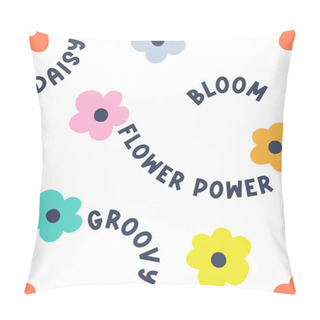 Personality  Naive Floral With Text Vector Seamless Pattern. Pillow Covers