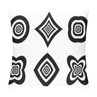 Personality  Black And White Concentric Shapes Pillow Covers