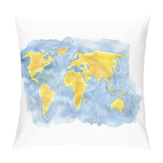 Personality  Hand Drawn Watercolor World Map Pillow Covers