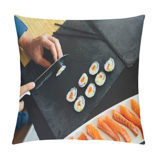 Personality  Sushi Being Cut On A Board Pillow Covers