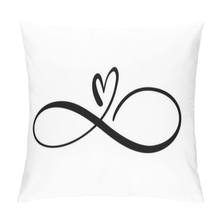 Personality  Love Heart In The Sign Of Infinity. Sign On Postcard To Valentines Day, Wedding Print. Vector Calligraphy And Lettering Illustration Isolated On A White Background Pillow Covers