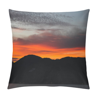 Personality  Black Hills Silhouette Under Orange Sunset Sky Pillow Covers