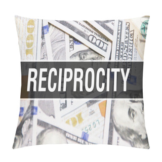 Personality  Reciprocity Text Concept Closeup. American Dollars Cash Money,3D Rendering. Reciprocity At Dollar Banknote. Financial USA Money Banknote Commercial Money Investment Profit Concep Pillow Covers