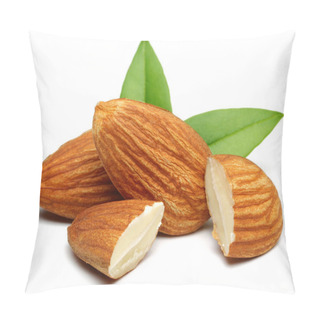 Personality  Group Of Almonds With Leaves Isolated On White Pillow Covers