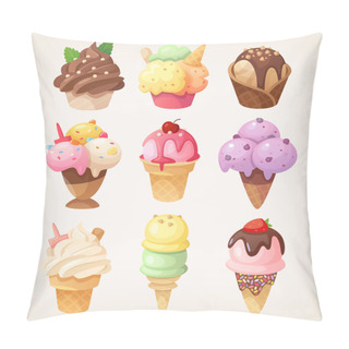 Personality  Set Of Colorful Tasty Isolated Ice Cream. Pillow Covers