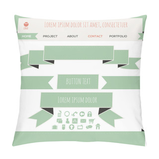 Personality  Set Of Vector Ribbon Banners. Pillow Covers