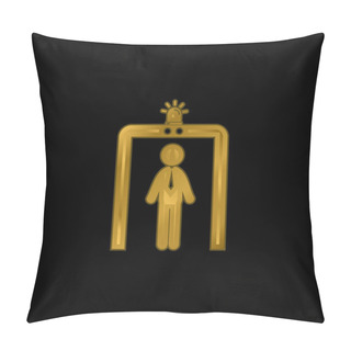 Personality  Airport Security Portal Gold Plated Metalic Icon Or Logo Vector Pillow Covers