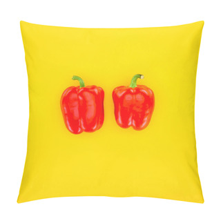 Personality  Top View Of Fresh Red Paprika Peppers Isolated On Yellow Pillow Covers