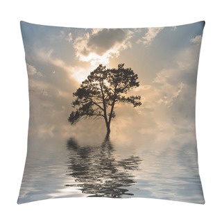 Personality  One Tree On Water, Sunset Pillow Covers