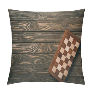 Personality  Top View Of Checkerboard On Textured Wooden Background Pillow Covers