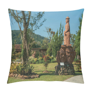Personality  Sculptures And Paved Pathway In A Garden Pillow Covers