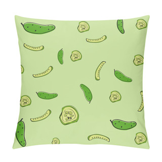Personality  Vector Background With Cucumber. Pillow Covers