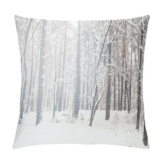 Personality  Scenic View Of Beautiful Snowy Winter Forest Pillow Covers