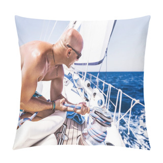 Personality  Handsome Man On Sailboat Pillow Covers