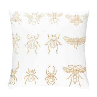 Personality  Set Of Insects In Vector. Pillow Covers