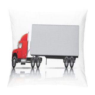 Personality  Red Semi- Truck With Trailer Pillow Covers