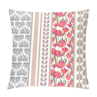 Personality  Art Deco Vintage Silk Wallpaper With Floral Motifs And Bohemian Elements. Pillow Covers